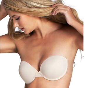 Backless~Strapless~padded C cups are lined with adhesive ~ lift ~ extra cleavage